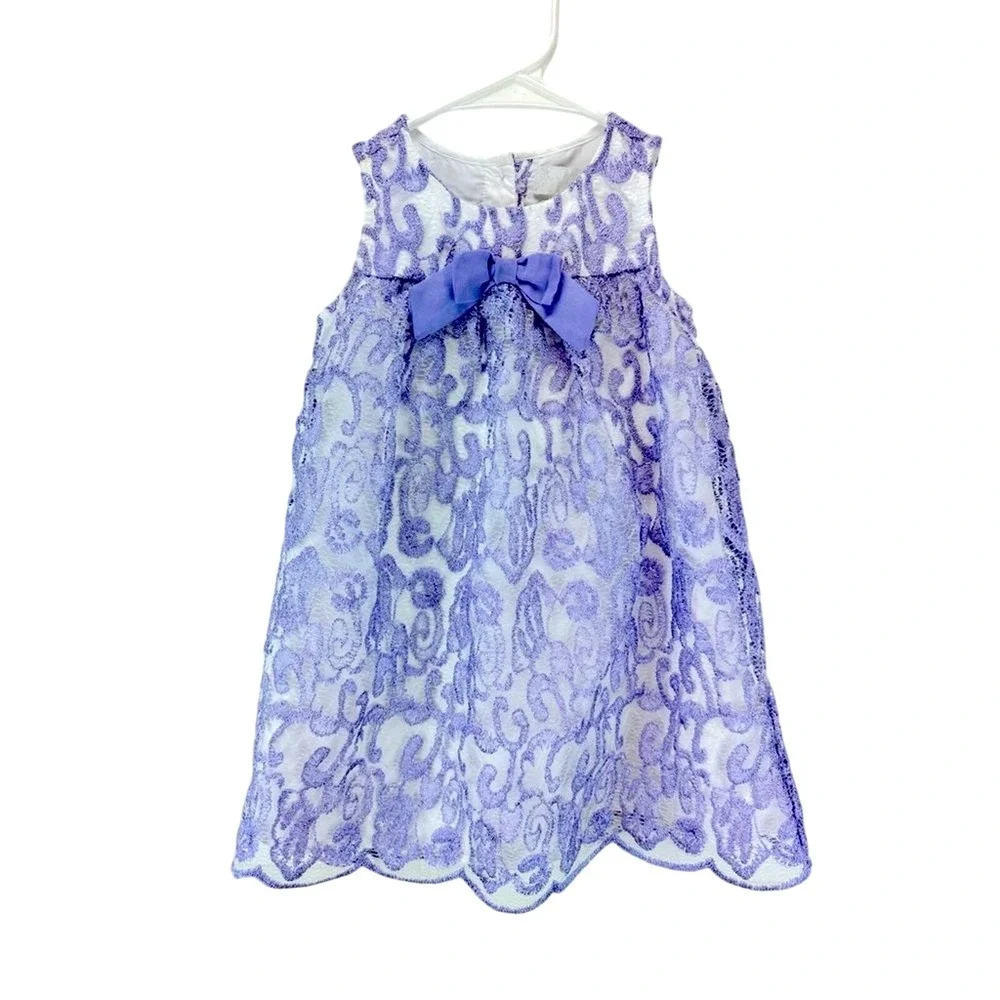Camilla Purple Silver Metallic and White Long Special Occasion Dress size‎ 24 Mo